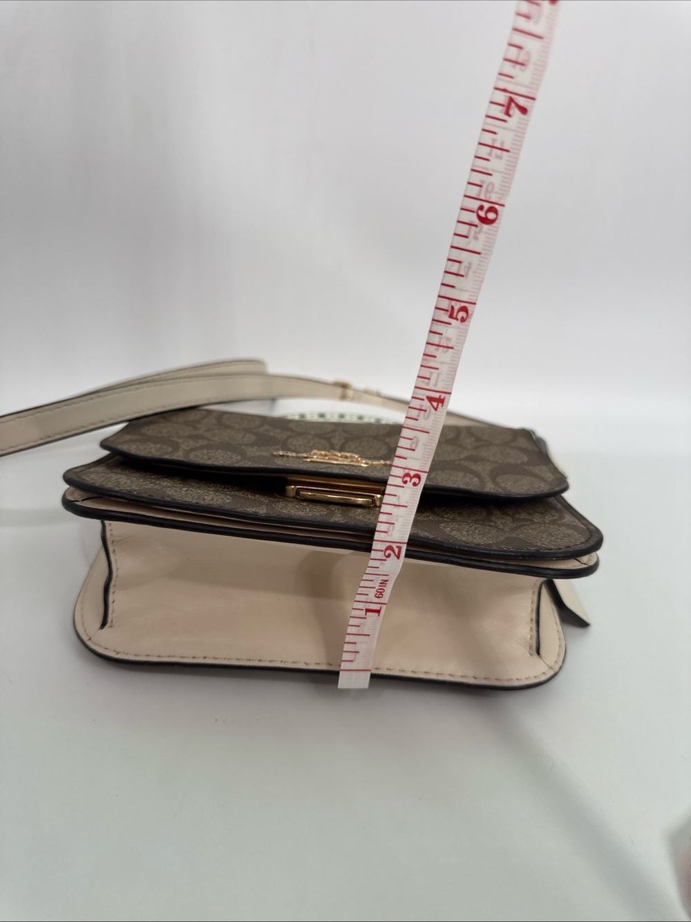 EUC Coach Brown Signature Canvas Crossbody with Cream Strap - Picture 12 of 16